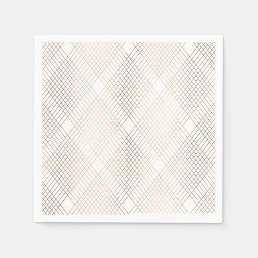 ダイヤモンドジオメトリックホワイト結婚金ゴールドのテーブルナプキン スタンダードカクテルナプキン (正面)