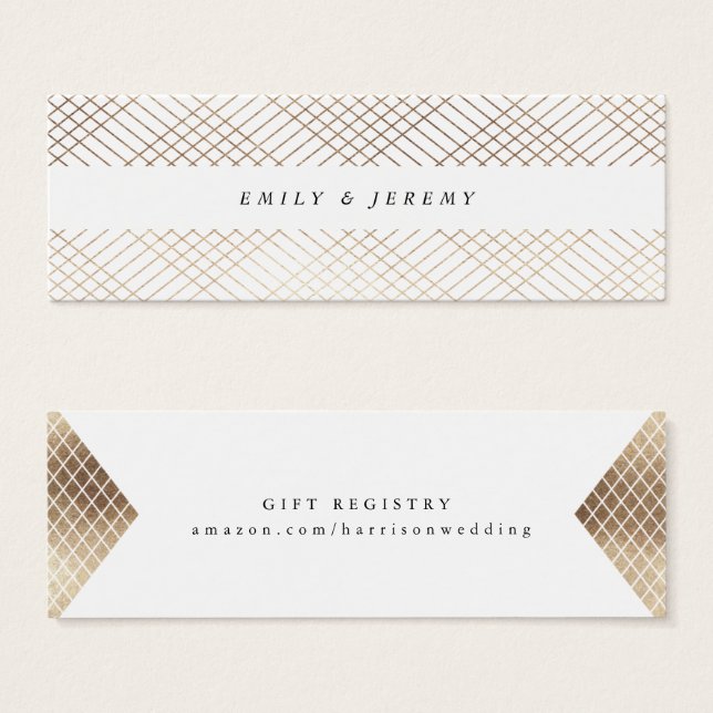 ダイヤモンドジオメトリックホワイト金ゴールドギャツビーギフトレジストリ (正面&裏面)