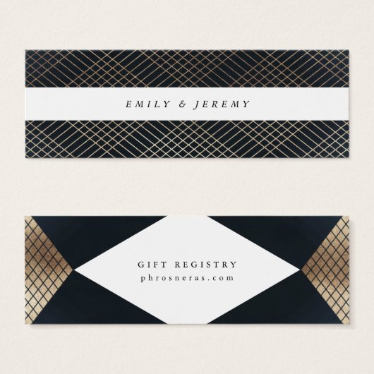 ダイヤモンドジオメトリック海軍金ゴールドギャツビーギフトレジストリ (正面&裏面)