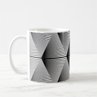 ダイヤモンドジオメトリック：モノクロヴィンテージデザイン コーヒーマグカップ