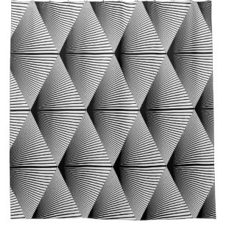 ダイヤモンドジオメトリック：モノクロヴィンテージデザイン シャワーカーテン