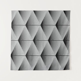 ダイヤモンドジオメトリック：モノクロヴィンテージデザイン タペストリー