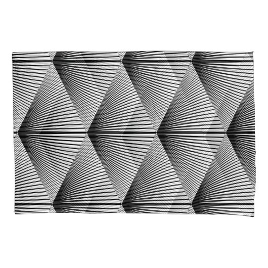 ダイヤモンドジオメトリック：モノクロヴィンテージデザイン 枕カバー (正面)