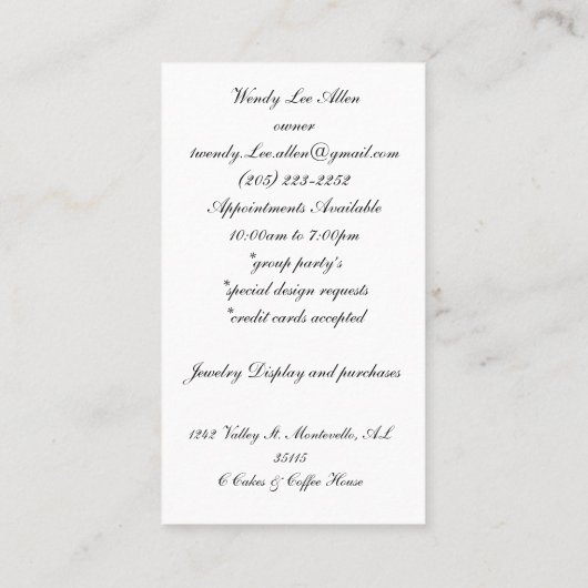 ダイヤモンドジュエリーエレガント 名刺 (裏面)