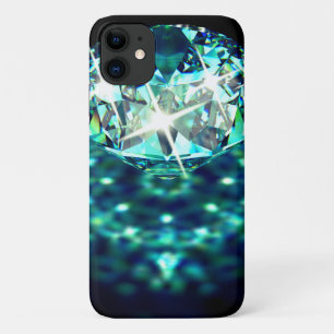 ダイヤモンドジュエルのスパークリーエレガントルブラックティール(緑がかった色) iPhone 11 ケース