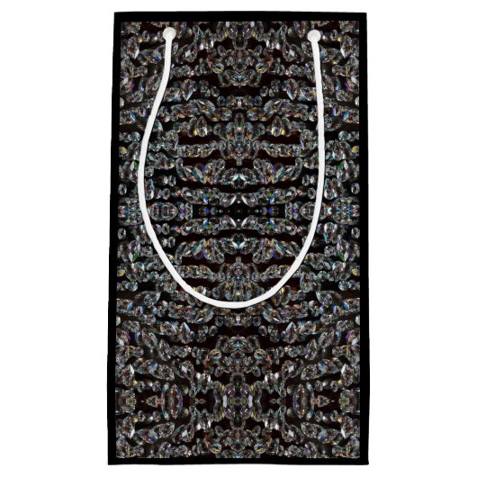 ダイヤモンドジュエルエレガントパターン銀と黒 スモールペーパーバッグ (正面)