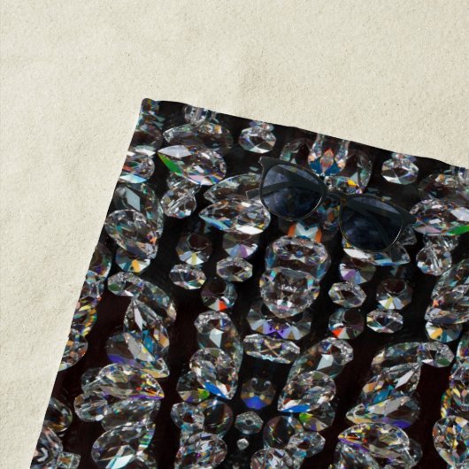 ダイヤモンドジュエルエレガントパターン銀と黒 ビーチタオル (インサイチュ)