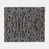 ダイヤモンドジュエルエレガント模様シルバーブラック フリースブランケット (正面(横))