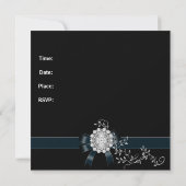 ダイヤモンドジュエルブラックボウシルバー 招待状 (裏面)