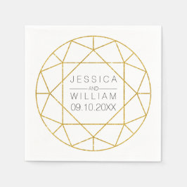 ダイヤモンドジュエル幾何学的金ゴールド結婚グリッター スタンダードカクテルナプキン