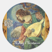 ダイヤモンドスターで音楽を作るクリスマスエンジェル ラウンドシール (正面)