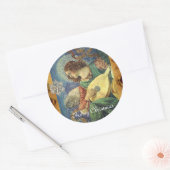 ダイヤモンドスターで音楽を作るクリスマスエンジェル ラウンドシール (封筒)