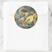 ダイヤモンドスターで音楽を作るクリスマスエンジェル ラウンドシール (バッグ)