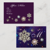 ダイヤモンドスターズモノグラム、紫色の青いスパークリル 名刺 (正面/裏面)