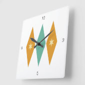 ダイヤモンドスターバストアーガイルミッドセンチュリーレトロ スクエア壁時計 (傾斜)