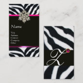 ダイヤモンドスターピンク白黒ゼブラファーモノグラム 名刺 (正面/裏面)