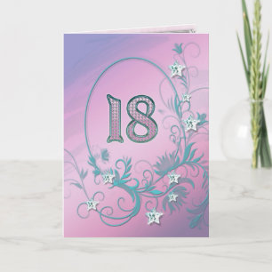 ダイヤモンドスター付き18誕生日カード カード