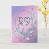 ダイヤモンドスター付き29誕生日カード カード (黄色い花)