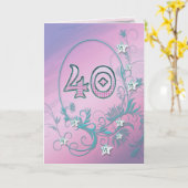 ダイヤモンドスター付き40thバースデーカード カード (黄色い花)