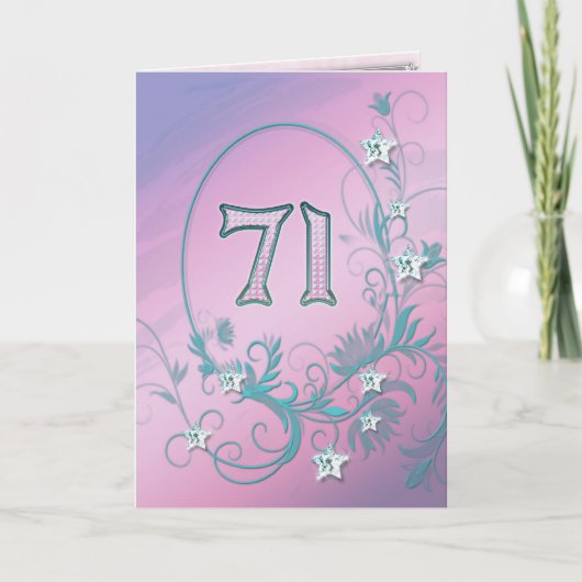ダイヤモンドスター付き71誕生日カード カード (正面)