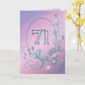 ダイヤモンドスター付き71誕生日カード カード (黄色い花)