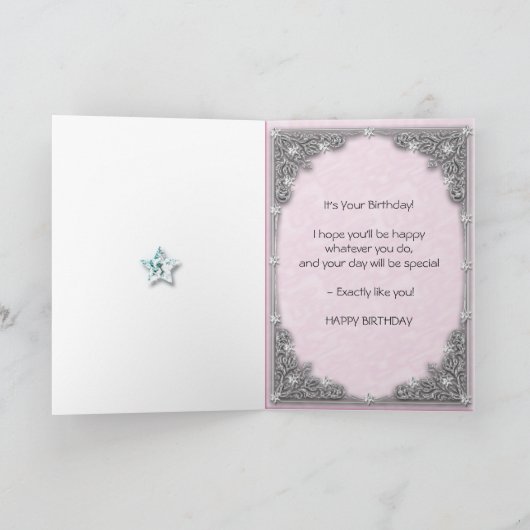 ダイヤモンドスター付き80誕生日カード カード (内部)