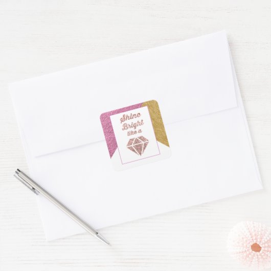 ダイヤモンドステッカーのように明るく輝く スクエアシール (封筒)