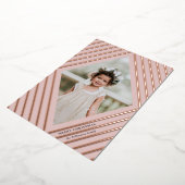 ダイヤモンドストライプフレームフォトクリスマス |赤面 箔シーズンカード (回転した状態)