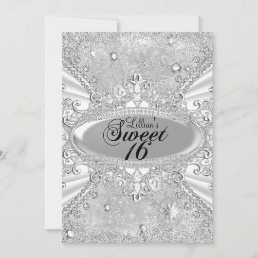 ダイヤモンドスノーフレークウィンターワンダーランドスウィート16 招待状 (正面)