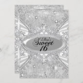 ダイヤモンドスノーフレークウィンターワンダーランドスウィート16 招待状 (正面/裏面)