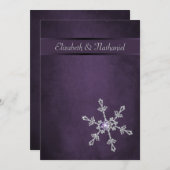 ダイヤモンドスノーフレーク&リボン結婚式招待状 招待状 (正面/裏面)