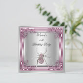 ダイヤモンドスパイダーエリートエレガントバースデーパーティーピンク 招待状 (スタンド正面)