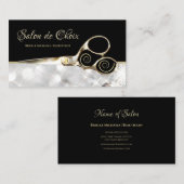 ダイヤモンドスパークルサロン金ゴールドヘアスタイリスト鋏 名刺 (正面/裏面)