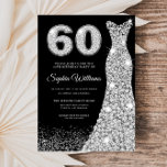 ダイヤモンドスパークルドレスシルバーバースデーパーティー60th 招待状<br><div class="desc">Diamond Silver Sparkle Dress Black 60th Birthday Party Invitation Variations to the invitation and matching items in our store</div>