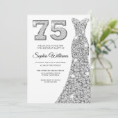 ダイヤモンドスパークルドレス女性75thバースデーパーティー 招待状 (スタンド正面)