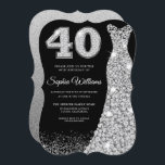 ダイヤモンドスパークルドレス40th誕生日パーティーブラック 招待状<br><div class="desc">ダイヤモンドスパークルドレス40th誕生日パーティーブラック招待状のバリエーション私たちの店の招待と一致するアイテム</div>