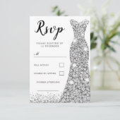 ダイヤモンドスパークルドレス あらゆるシーンにぴったりな 誕生日  ブライダル 出欠カード (スタンド正面)