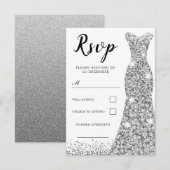 ダイヤモンドスパークルドレス どんなシーンにもぴったり 誕生日 披露宴 出欠カード (正面/裏面)