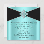 ダイヤモンドターコイズブルーとブラックの誕生日 招待状 (裏面)