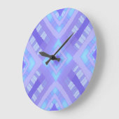 ダイヤモンドチェックパッチワーク – ラベンダーターコイズ1 ラージ壁時計 (傾斜)
