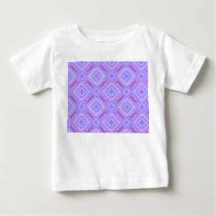 ダイヤモンドチェックパッチワーク – 薄紫ブルー1 ベビーTシャツ