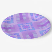 ダイヤモンドチェックパッチワーク – 薄紫ブルー1 ペーパープレート (アングル)