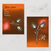 ダイヤモンドチューリップモノグラム、イエローオレンジ瑪瑙 名刺 (正面/裏面)