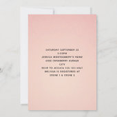 ダイヤモンドティアラ赤ちゃんエレガントシャワー付きピンク色のフローラ 招待状 (裏面)