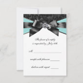 ダイヤモンドティール(緑がかった色)ブルーブラックスウィート16バースデーパーティー 出欠カード (裏面)