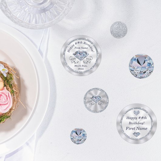ダイヤモンドテーマパーソナライズされた、ハッピーバースデーテーブル コンフェッティ