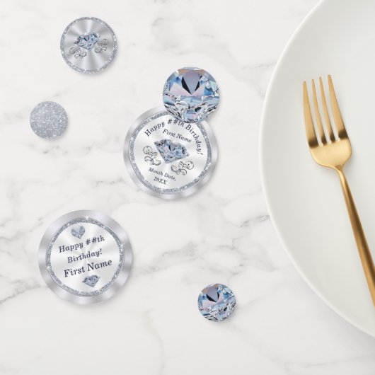 ダイヤモンドテーマパーソナライズされた、ハッピーバースデーテーブル コンフェッティ (グループ)