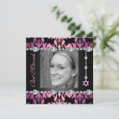 ダイヤモンドデザインフォトバルミツワー誕生日招待状 招待状 (スタンド正面)