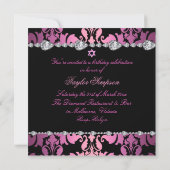 ダイヤモンドデザインフォトバルミツワー誕生日招待状 招待状 (裏面)