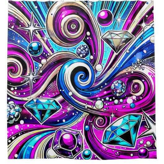 ダイヤモンドデザイン シャワーカーテン (正面)